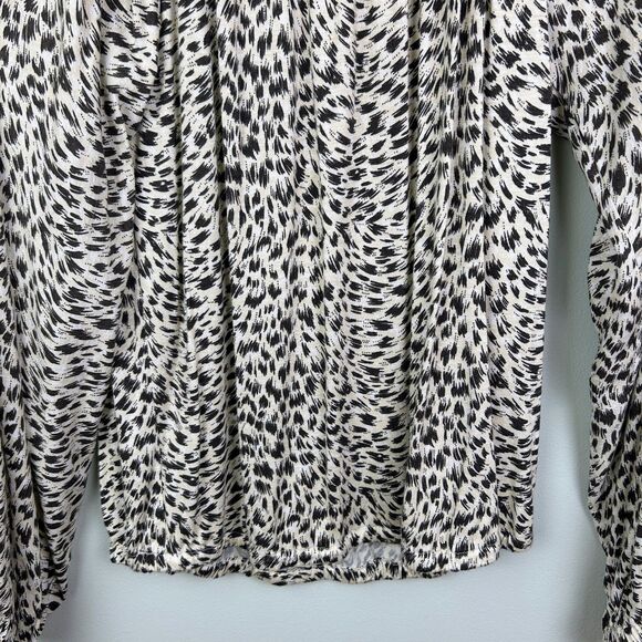 Anthropologie Cascais Off the Shoulder Top Leopard Print Neutral Long Sleeve S - Picture 5 of 13